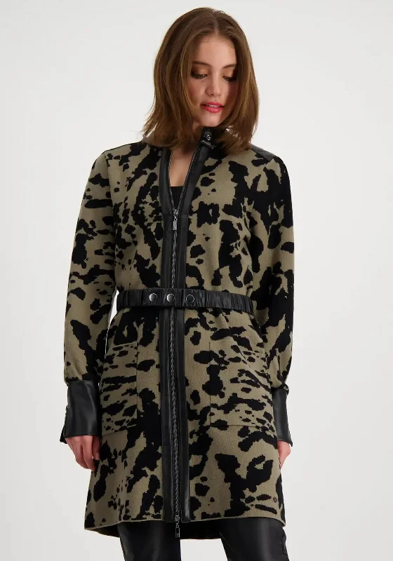 TIME-Limited Offer Monari Camo Print Knitted Jacket, Green & Black
