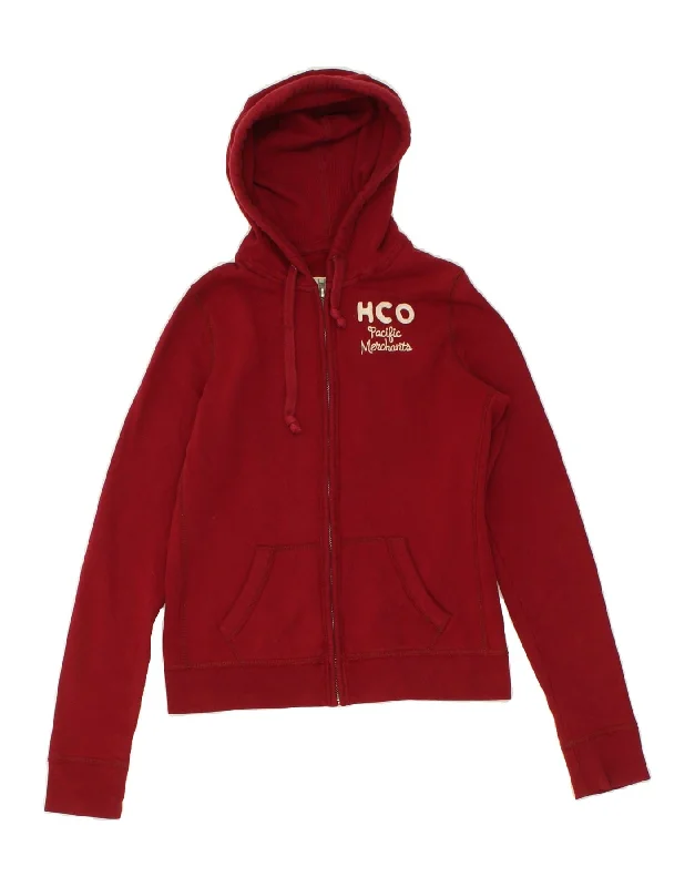 Discount Mania HOLLISTER Womens Graphic Zip Hoodie Sweater UK 14 Large Maroon Cotton Discount Mania HOLLISTER Womens Graphic Zip Hoodie Sweater UK 14 Large Maroon Cotton