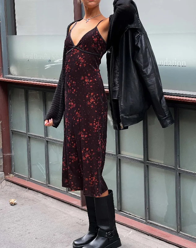 Incredible Offers Camelia Maxi Dress in Rose Cluster Velvet