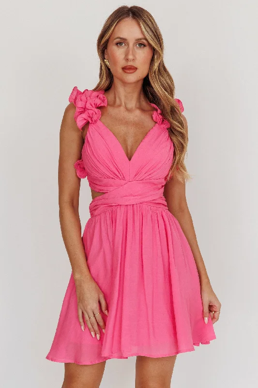 Today’s Deal Madara Lace-Up Back Mini Dress Hot Pink