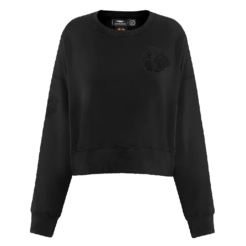 Mega Sale NHL CHICAGO BLACKHAWKS NEUTRAL WOMEN'S CREWNECK (BLACK)