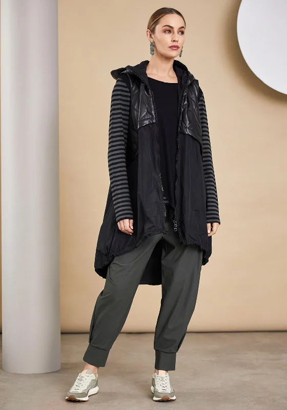 New Arrival Naya Contrast Panel Long Gilet, Black