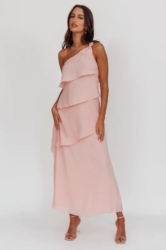Unmissable Offer Delwyn One-Shoulder Maxi Dress Baby Pink