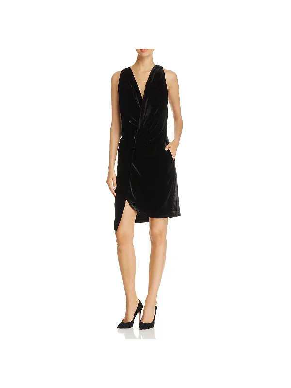 Deal Dash Womens Velvet Knee-Length Cocktail Dress