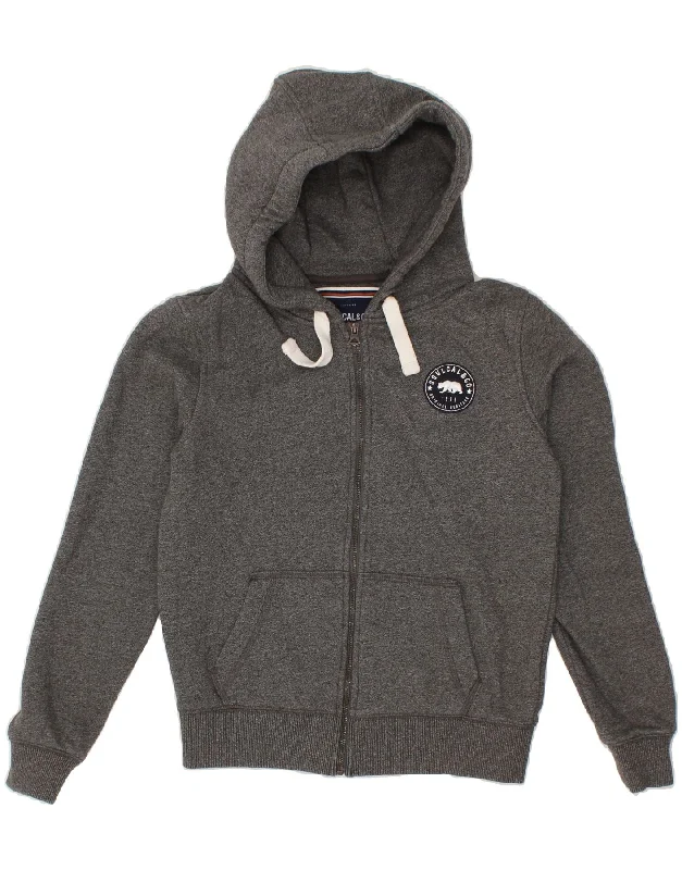Price Rollback SOULCAL&CO Womens Zip Hoodie Sweater UK 10 Small Grey Flecked Cotton