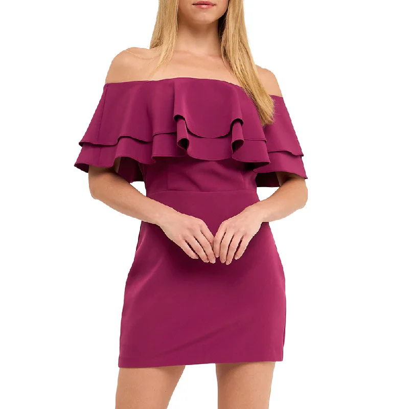Daily Deals Ruffled Off Shoulder Mini Dress