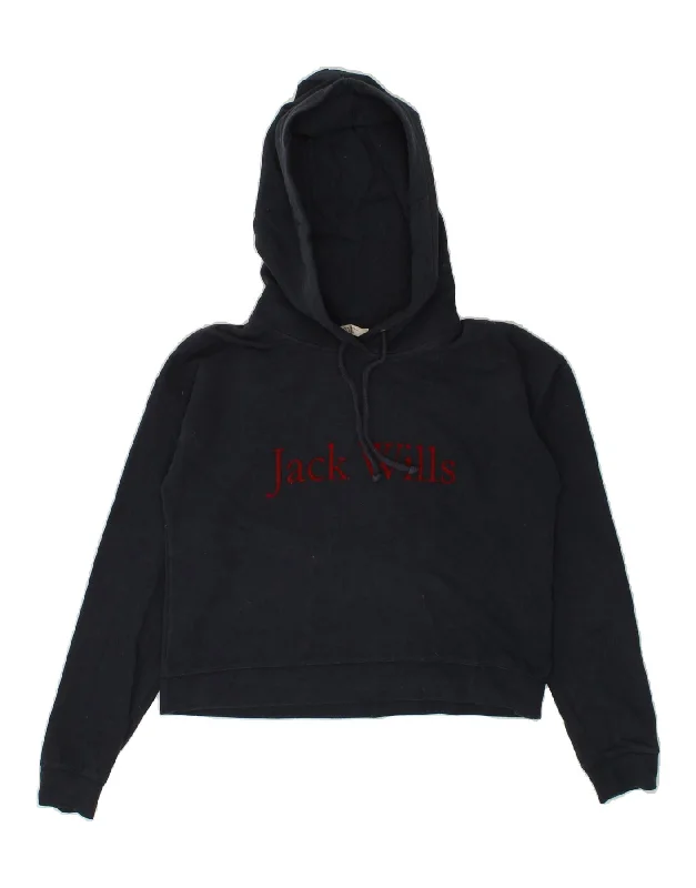 Limited Time JACK WILLS Womens Crop Graphic Hoodie Jumper UK 8 Small Navy Blue Cotton Limited Time JACK WILLS Womens Crop Graphic Hoodie Jumper UK 8 Small Navy Blue Cotton
