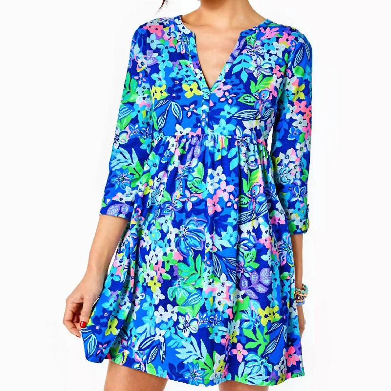 Quick Sale Loran Dress in Borealis Blue Social Sunset