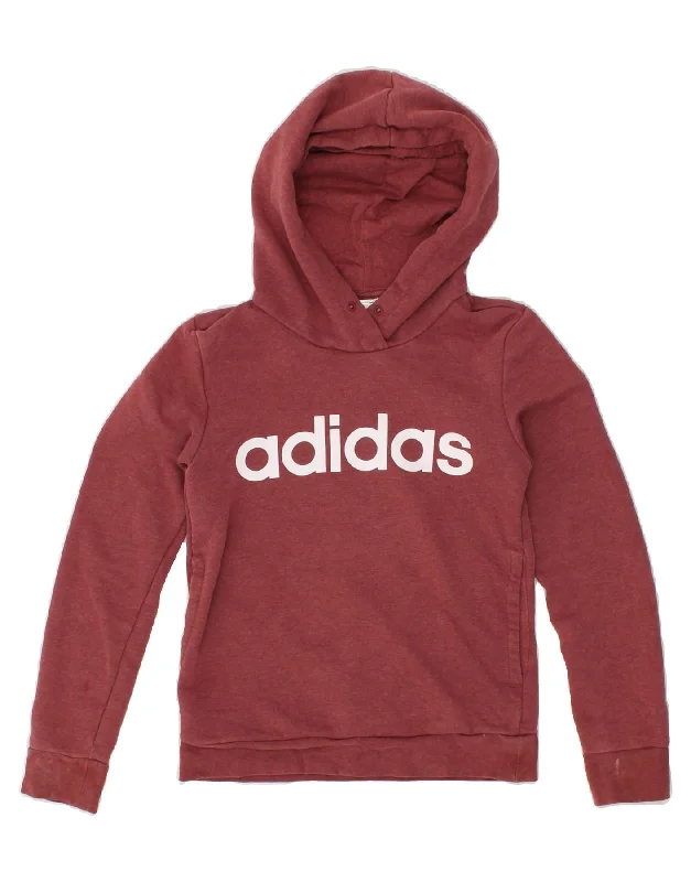Savings Galore ADIDAS Womens Graphic Hoodie Jumper UK 0/2 2XS Red Cotton