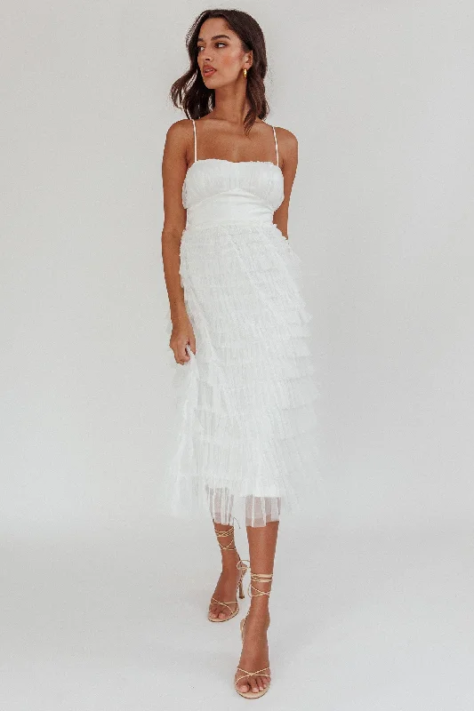 Unbeatable Prices Garden Party Tiered Frill Midi Dress White