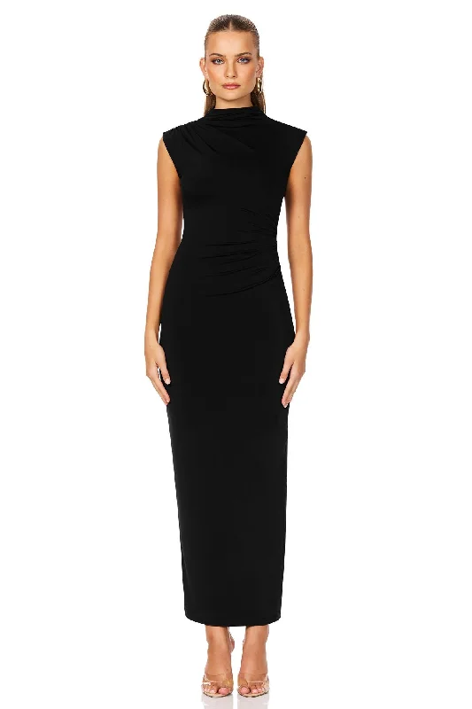 Don't Wait Nookie Olivia High Neck Midi Dress - Black