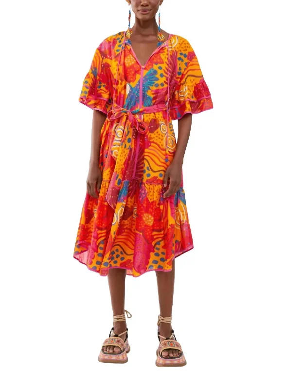Price Meltdown COLORFUL PARTY MIDI DRESS in Multi