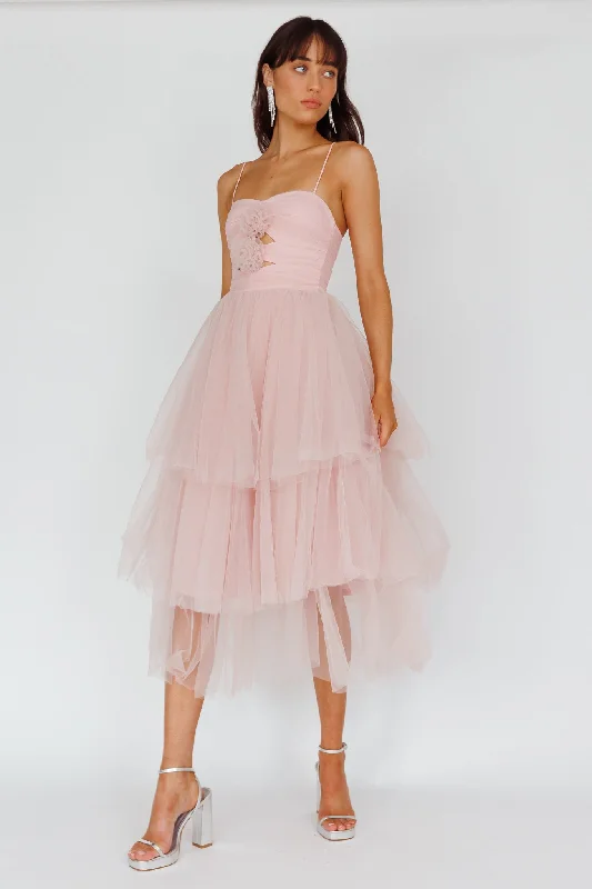 Today Only Seraphina Rose Bodice Tulle Midi Dress Blush
