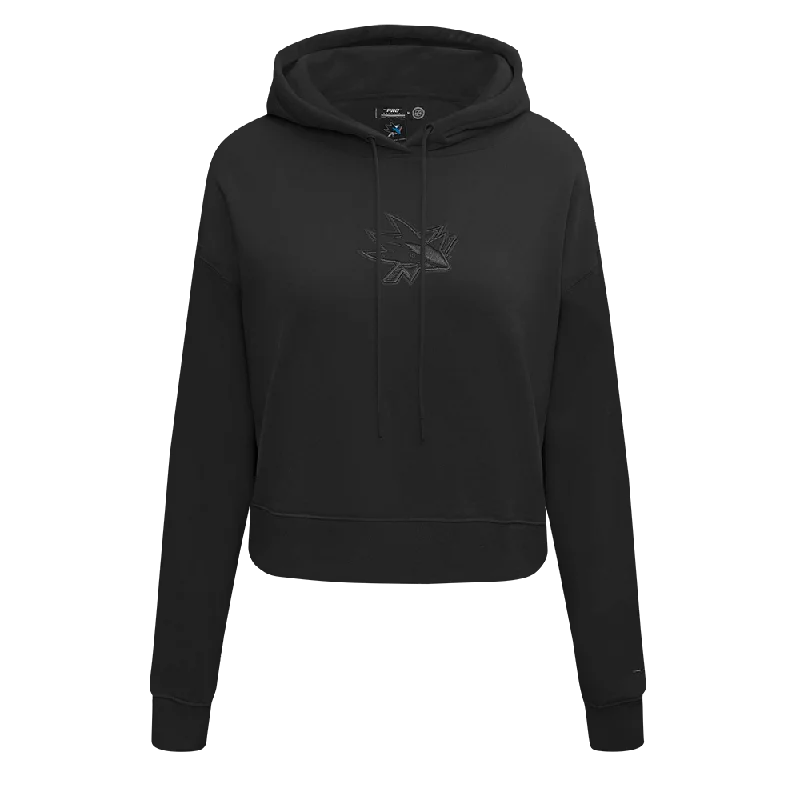 Extra Savings NHL SAN JOSE SHARKS NEUTRAL WOMEN'S CROPPED PO HOODIE (BLACK)