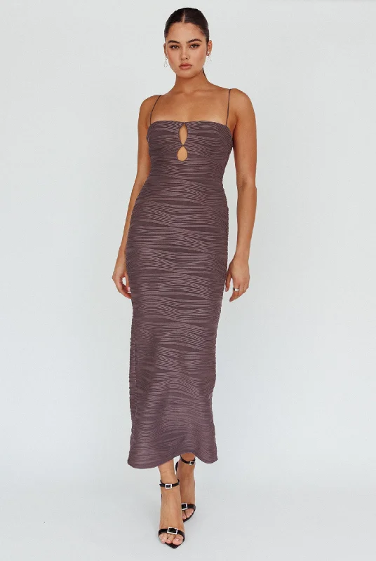 Price Break Orion Keyhole Bodice Midi Dress Grey