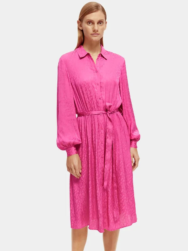 Super Sale Relaxed-fit printed midi jacquard shirt dress