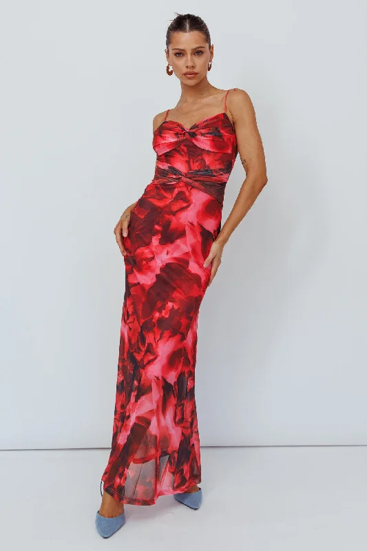 Buy Now Beulah Twist Bodice Maxi Dress Floral Pink