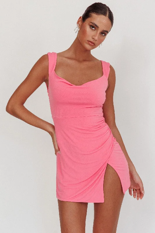 Huge Discounts Giavanna Thigh Split Mini Dress Pink