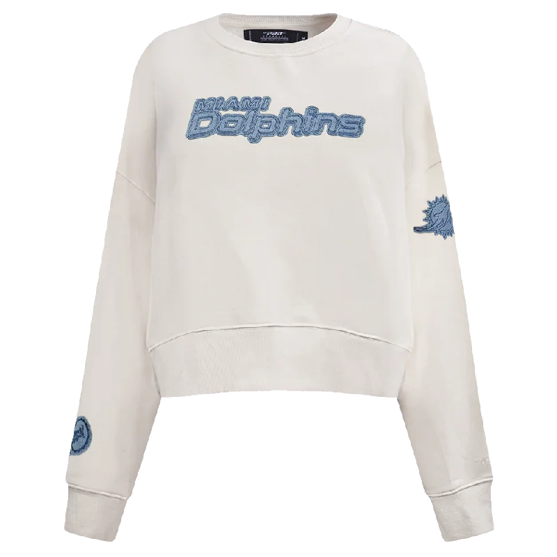 Members Only NFL MIAMI DOLPHINS VARSITY BLUES WOMEN'S CREWNECK (LINEN)