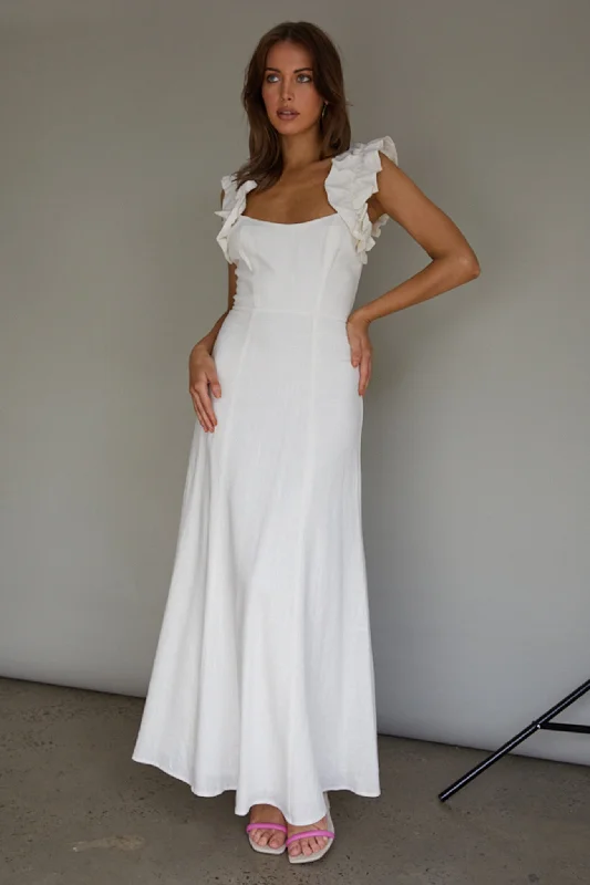 Deal of the Day Bronte Ruffle Strap Midi Dress Cream