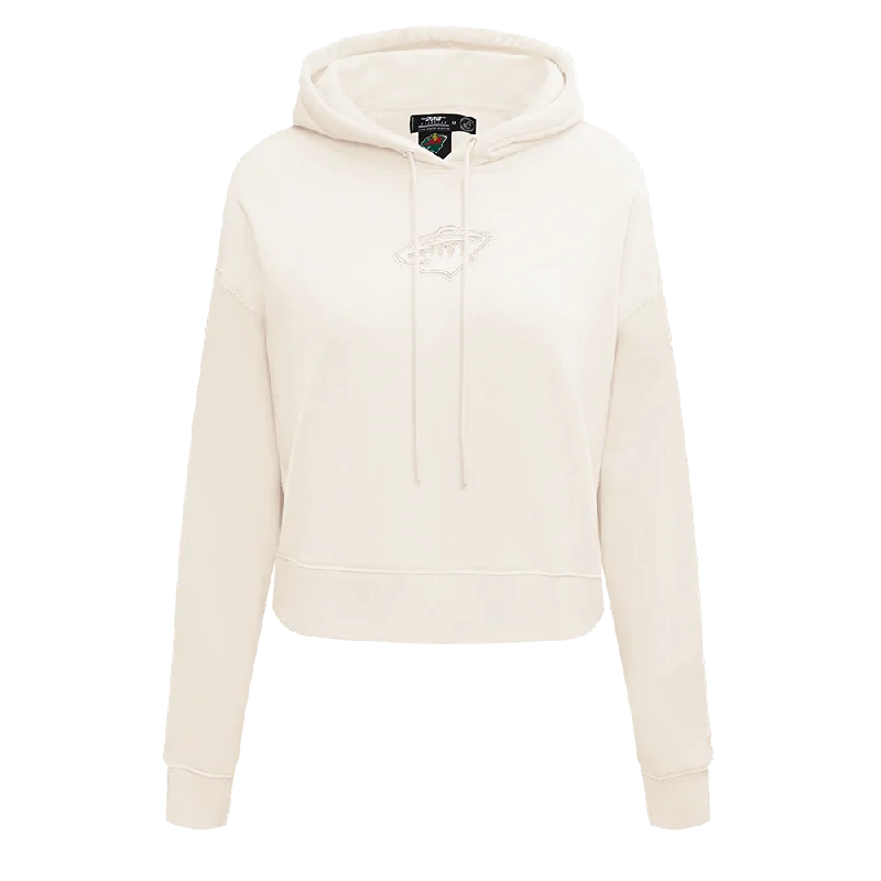 Daily Deals NHL MINNESOTA WILD NEUTRAL WOMEN'S CROPPED PO HOODIE (EGGSHELL)