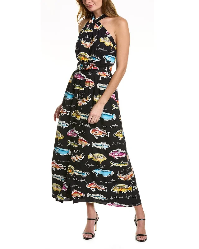 Extra Savings Oscar de la Renta Marine Postcard Silk Maxi Dress