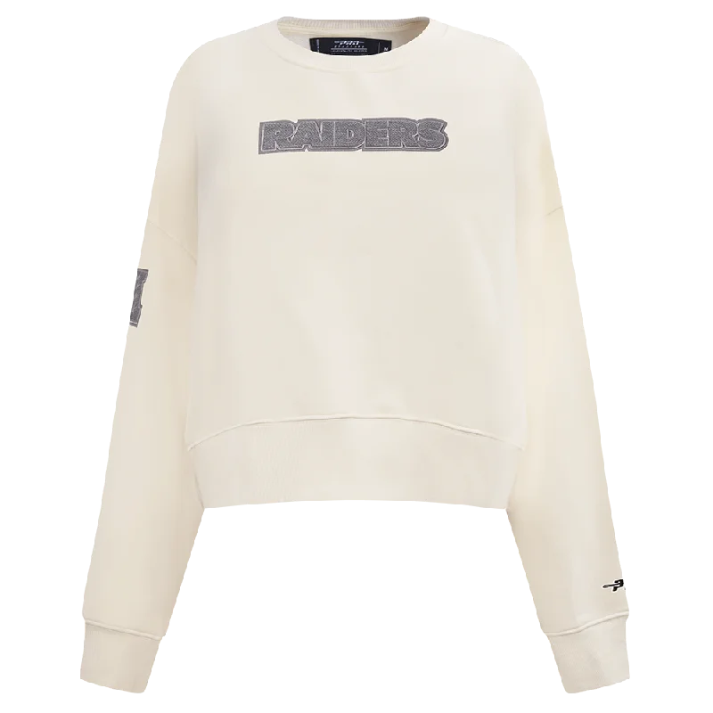 Clearance Items NFL LAS VEGAS RAIDERS REVERSE FRENCH TERRY WOMEN'S FLC CREWNECK (EGGSHELL) Clearance Items NFL LAS VEGAS RAIDERS REVERSE FRENCH TERRY WOMEN'S FLC CREWNECK (EGGSHELL)