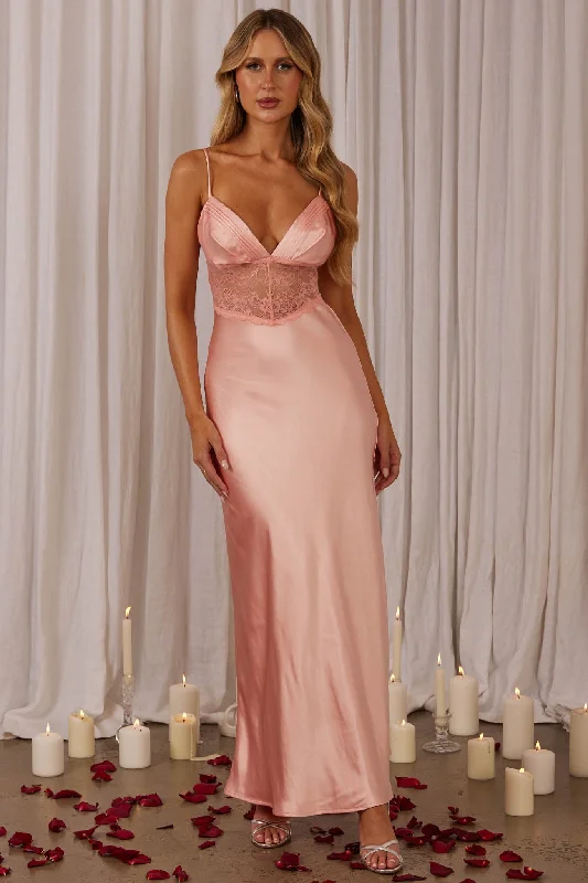 Hurry In Kinzie Lace Waist Maxi Dress Pink