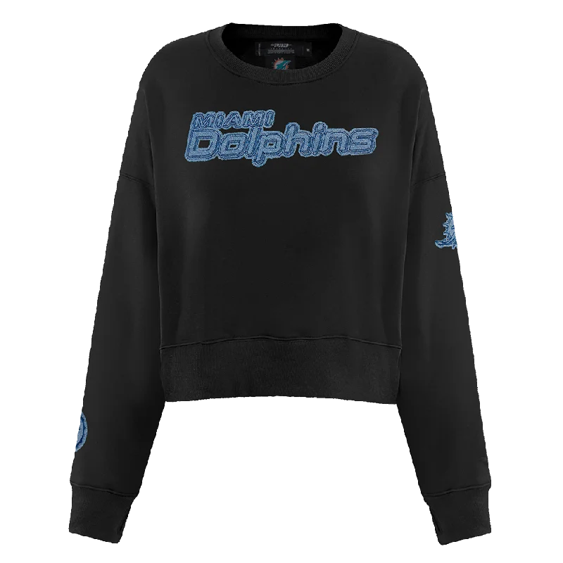 Price Break NFL MIAMI DOLPHINS VARSITY BLUES WOMEN'S CREWNECK (BLACK)