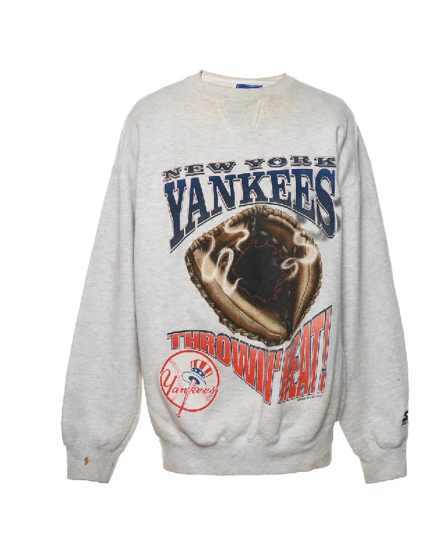 Can't Miss New York Yankees Light Grey, Navy & Red Printed Sweatshirt - L