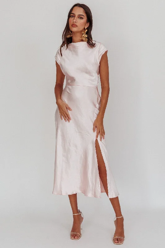 Clearance Event Lucinda Twist Back Midi Dress Blush