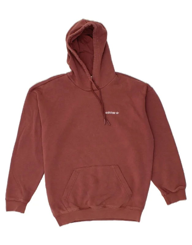 Deal Dash ADIDAS Womens Oversized Graphic Hoodie Jumper UK 8 Small Brown Cotton
