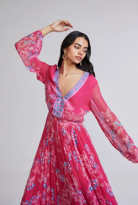 Unmissable Offer Maheen Pink Long Dress