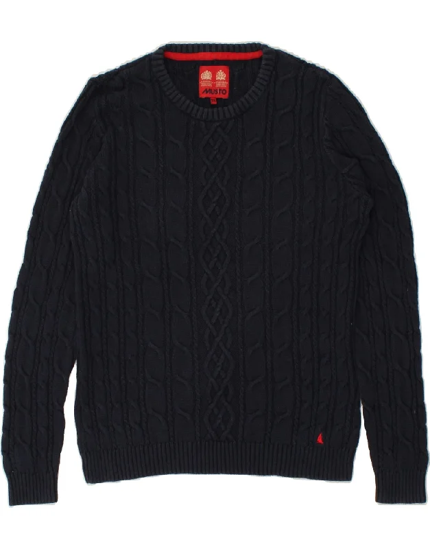 Discount Deals MUSTO Womens Crew Neck Jumper Sweater UK 18 XL Navy Blue Cotton