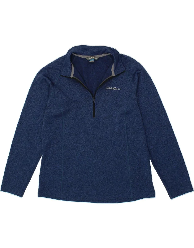 Overstock EDDIE BAUER Womens Zip Neck Sweatshirt Jumper UK 16 Large Navy Blue