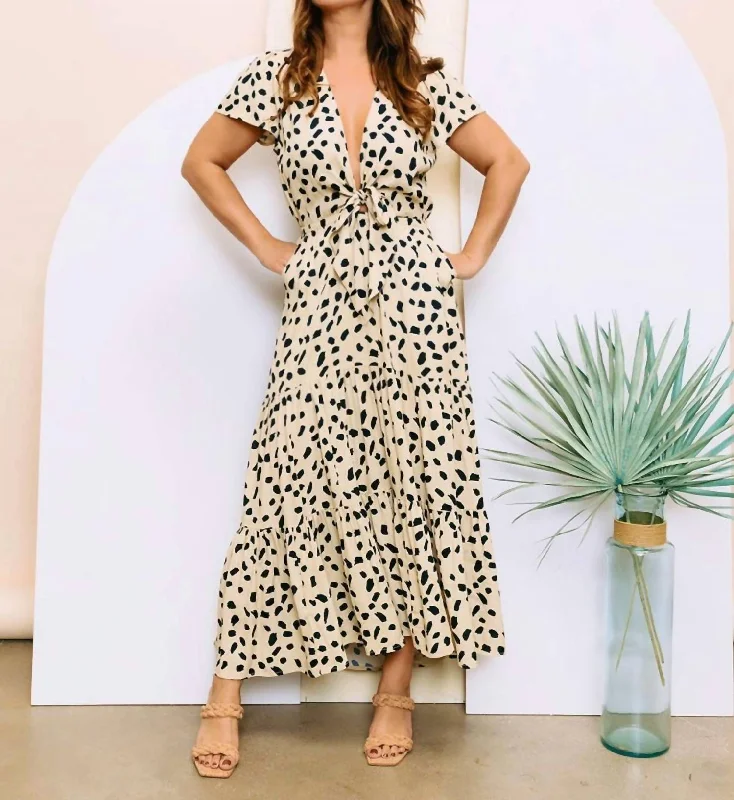 Weekend Deal Tie Maxi Dress in Spots Dots