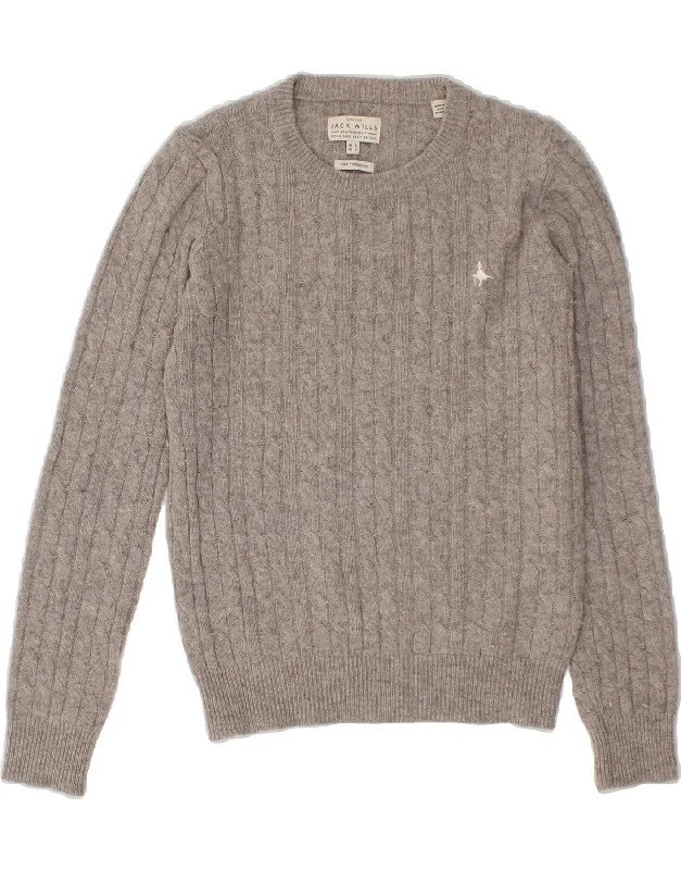 Online Only JACK WILLS Womens Boat Neck Jumper Sweater UK 6 XS Grey Merino Wool