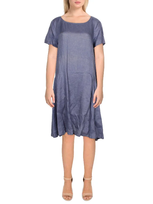 Online Specials Womens Mandarin Collar Mini Shirtdress