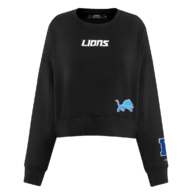Clearance Sale NFL DETROIT LIONS WINGSPAN WOMEN'S FLC CREWNECK (BLACK)