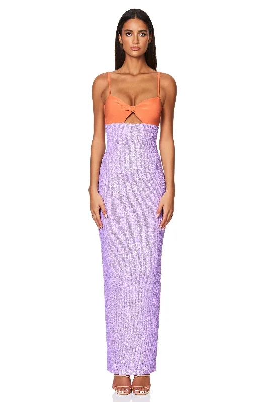 Get It Before It’s Gone Nookie Monet Twist Gown - Sunset/Lilac