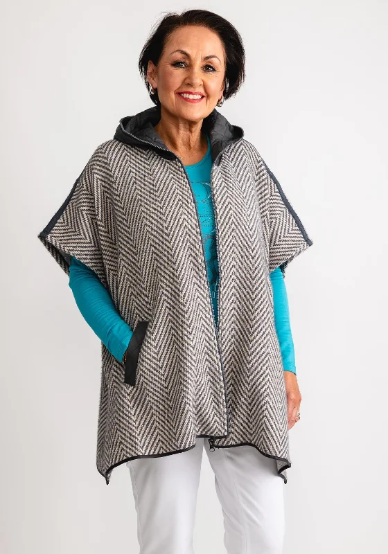 Price Rollback Barbara Lebek Chevron Quilted Hood Zip Up Gilet, Grey