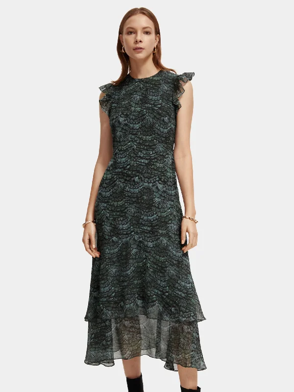 Crazy Savings Ruffled tiered midi dress