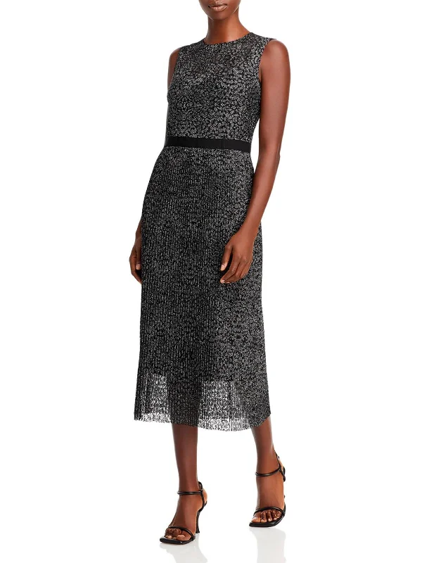 Online Only Delyra Womens Metallic Midi Cocktail and Party Dress