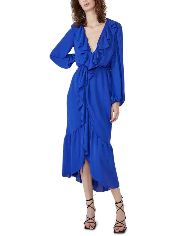 Customer Appreciation Sale Womens Ruffled Surplice Wrap Dress