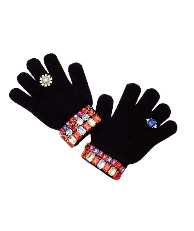 Don't Wait Super Smalls Ice Skating Jeweled Gloves Black