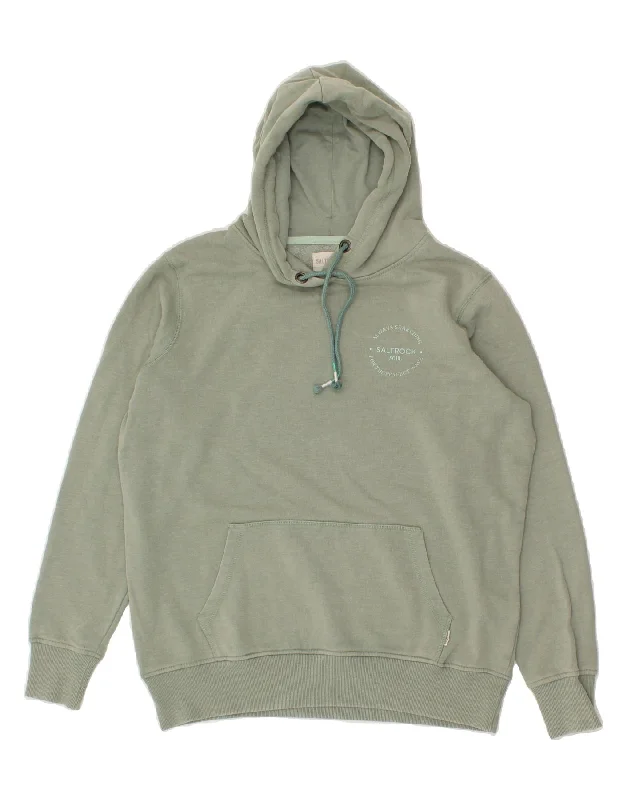 Best Seller SALTROCK Womens Oversized Graphic Hoodie Jumper UK 10 Small Green Cotton