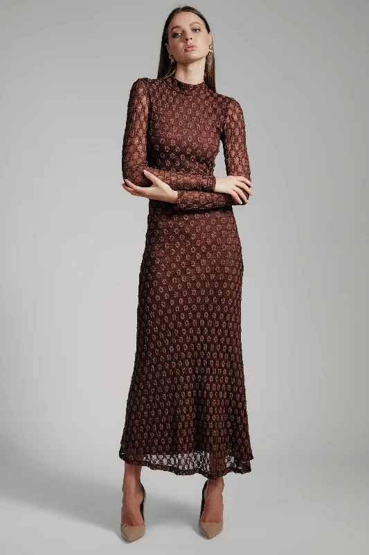 Mega Sale Ola Long Sleeve Midi Dress - Chocolate