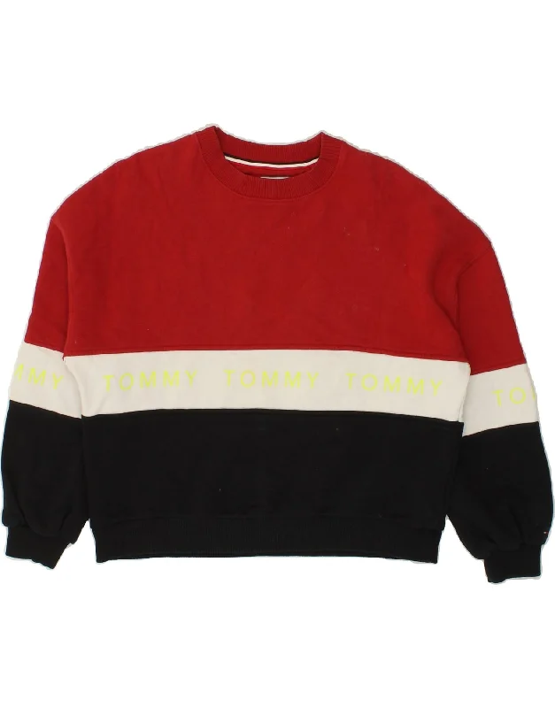 Exclusive Access TOMMY HILFIGER Womens Graphic Crop Sweatshirt Jumper UK 2 2XS Red