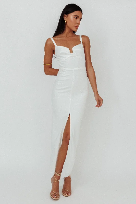Instant Savings Love To Love Front Split Maxi Dress White