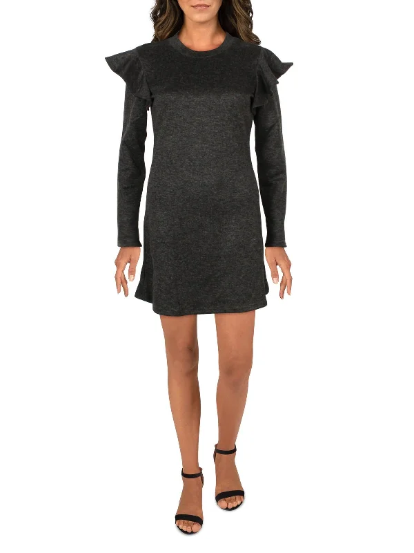 Weekend Special Juniors Womens Metallic Long Sleeve Fit & Flare Dress